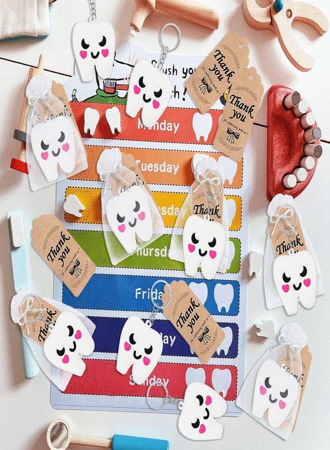 CiciBear مجموعة سيسي بير المكونة من 24 قطعة من سلاسل مفاتيح على شكل أسنان لتزيين حفلات استقبال أول سن، وحفلات أعياد الميلاد الأولى، وحفلات تخرج العيادات. - Image 4