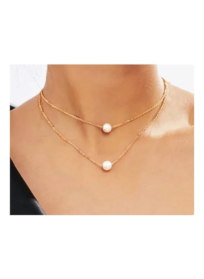 Fstrend Lucky Layered Necklace Dainty Simple Pearl Choker Pendant Charms Necklaces Jewelry for Women and Girls  - Image 1