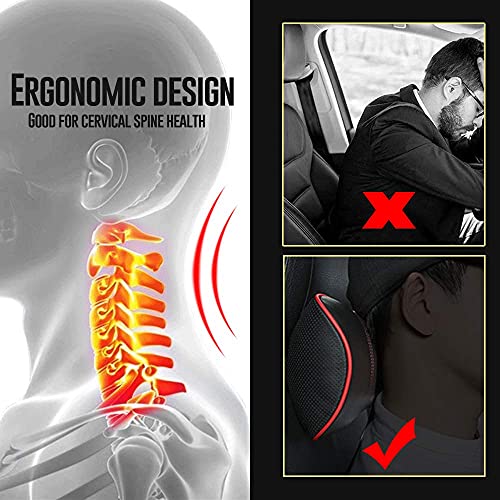 HAOTULE Car Leather Neck Pillows, Neck Rest Cushions,100% Memory Foam Cervical Support, Comfortable Travel car Seats and Home Office Soft Pillows, Black a Set (2 pcs) - Image 5
