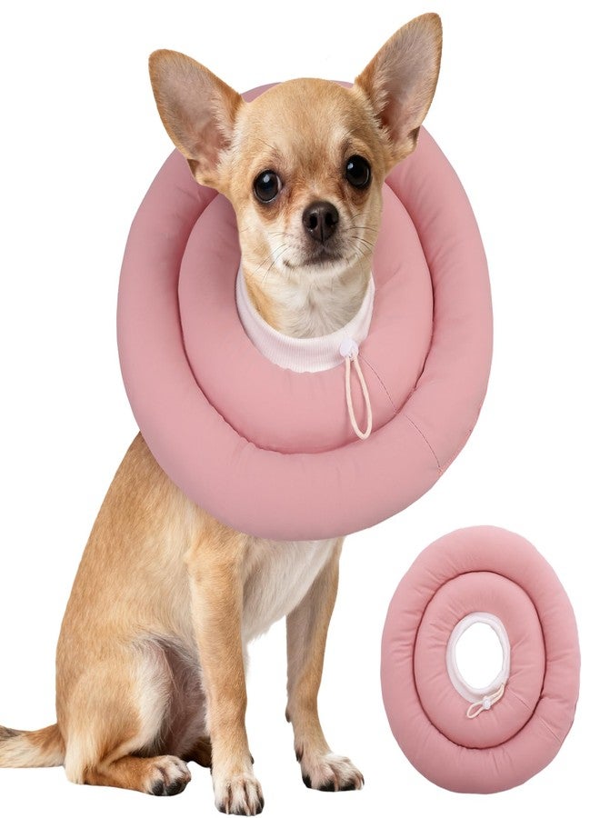 أيدوميك طوق إيدوميك للتعافي للكلاب، طوق مخروطي ناعم مقاوم للماء للكلاب بعد العمليات الجراحية، بديل مريح وواقي لطوق إليزابيثان للكلاب والقطط، طوق مخروطي قابل للتعديل على شكل دونات لمنع لعق الجروح والعض، وردي، صغير - Image 1