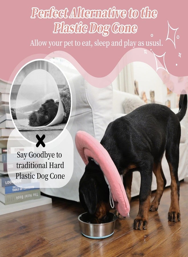 أيدوميك طوق إيدوميك للتعافي للكلاب، طوق مخروطي ناعم مقاوم للماء للكلاب بعد العمليات الجراحية، بديل مريح وواقي لطوق إليزابيثان للكلاب والقطط، طوق مخروطي قابل للتعديل على شكل دونات لمنع لعق الجروح والعض، وردي، صغير - Image 4