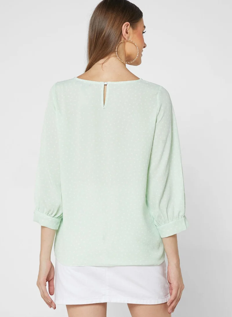 boohoo Round Neck Polka Dot Top