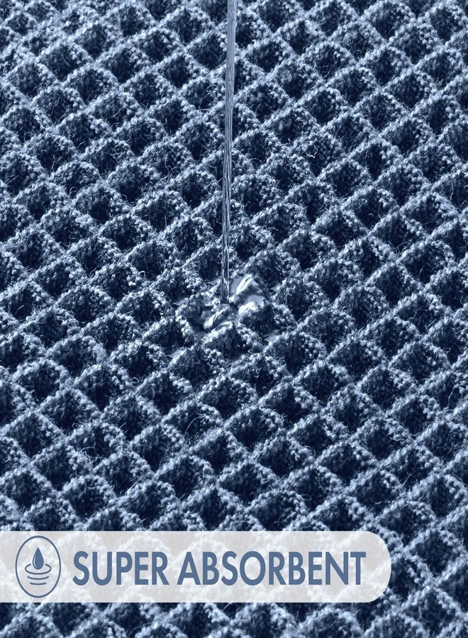 MIULEE Waffle Bathroom Runner Rugs, Super Absorbent Non Slip Bath Rug, Upgraded Soft Quick Dry Washable Boho Large Bath Mat with Tassels for Hallway Laundry Room Bedroom, 2'x5' (24"x60"), Blue - Image 2