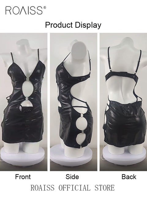 فستان نسائي ضيق من قطعة واحدة من الملابس الداخلية مصنوع من الجلد اللامع للسيدات والزوجة والصديقة