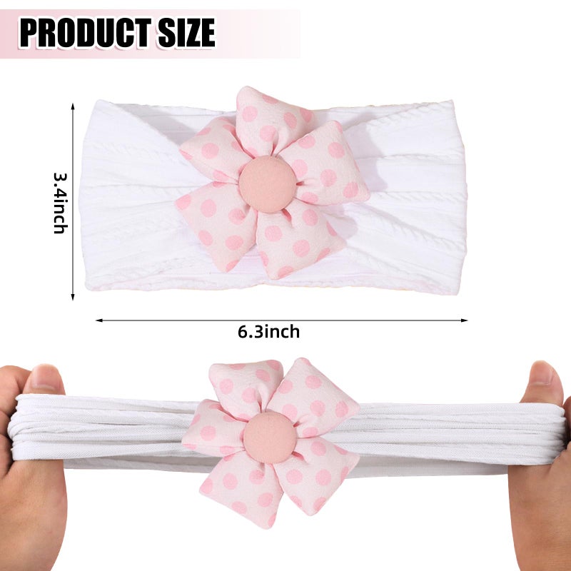 3 Pcs Baby Girl Flower Headbands - Soft Nylon Headbands for Newborn - Image 2