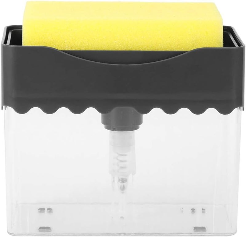 All user friendly build Kitchen Automatic Detergent Dispenser Container with Cleaning Sponge ABS Material Transparent Design Large Capacity for Home Kitchen Use Gray Color 13.5x8.5x11cm Fade proof - Image 1
