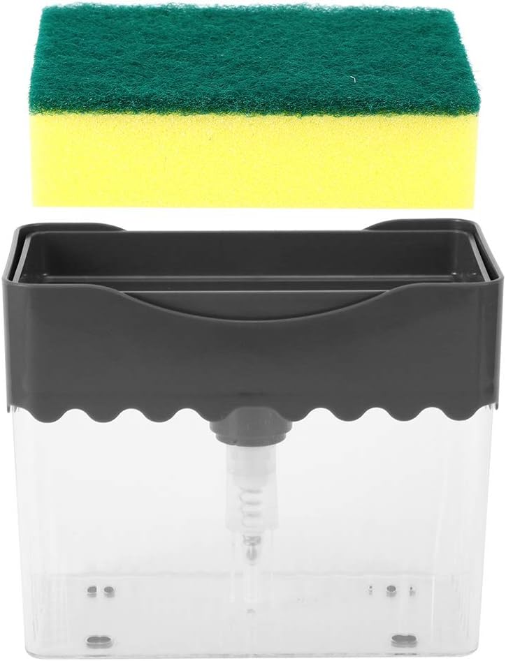 All user friendly build Kitchen Automatic Detergent Dispenser Container with Cleaning Sponge ABS Material Transparent Design Large Capacity for Home Kitchen Use Gray Color 13.5x8.5x11cm Fade proof - Image 4