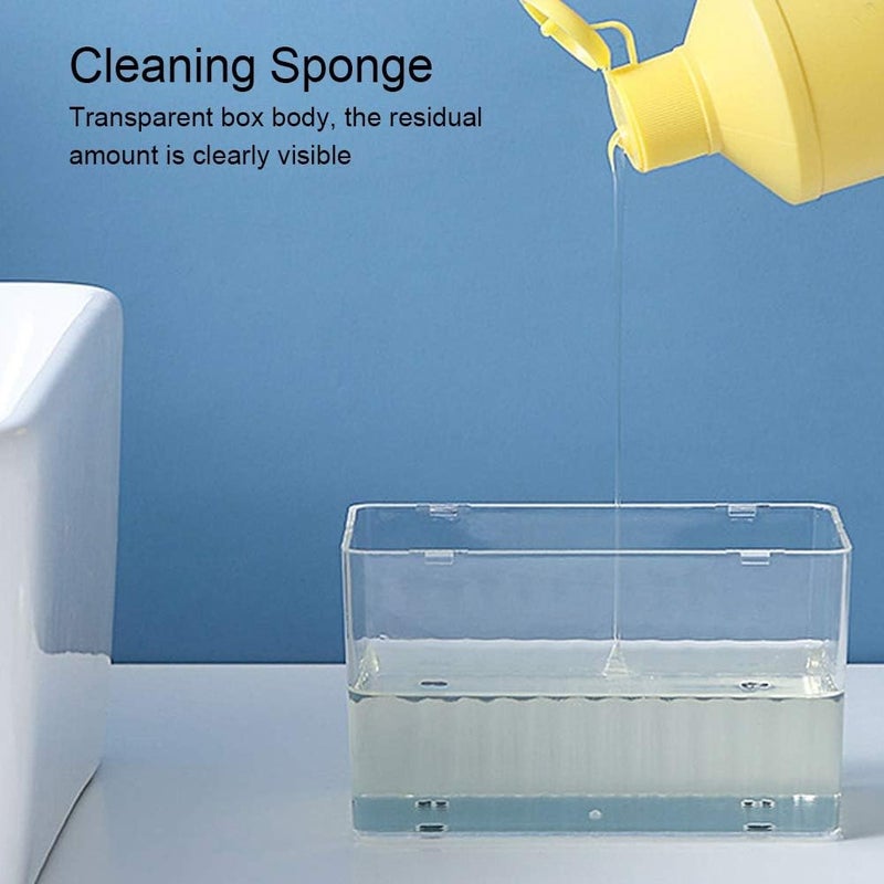 All user friendly build Kitchen Automatic Detergent Dispenser Container with Cleaning Sponge ABS Material Transparent Design Large Capacity for Home Kitchen Use Gray Color 13.5x8.5x11cm Fade proof - Image 2