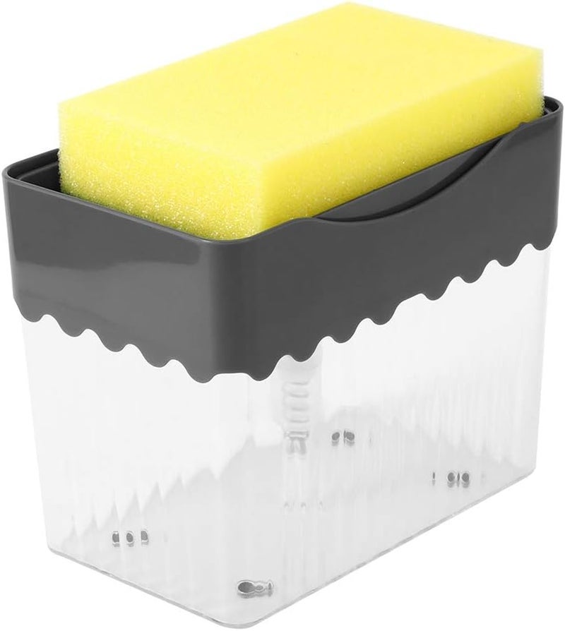 All user friendly build Kitchen Automatic Detergent Dispenser Container with Cleaning Sponge ABS Material Transparent Design Large Capacity for Home Kitchen Use Gray Color 13.5x8.5x11cm Fade proof - Image 5