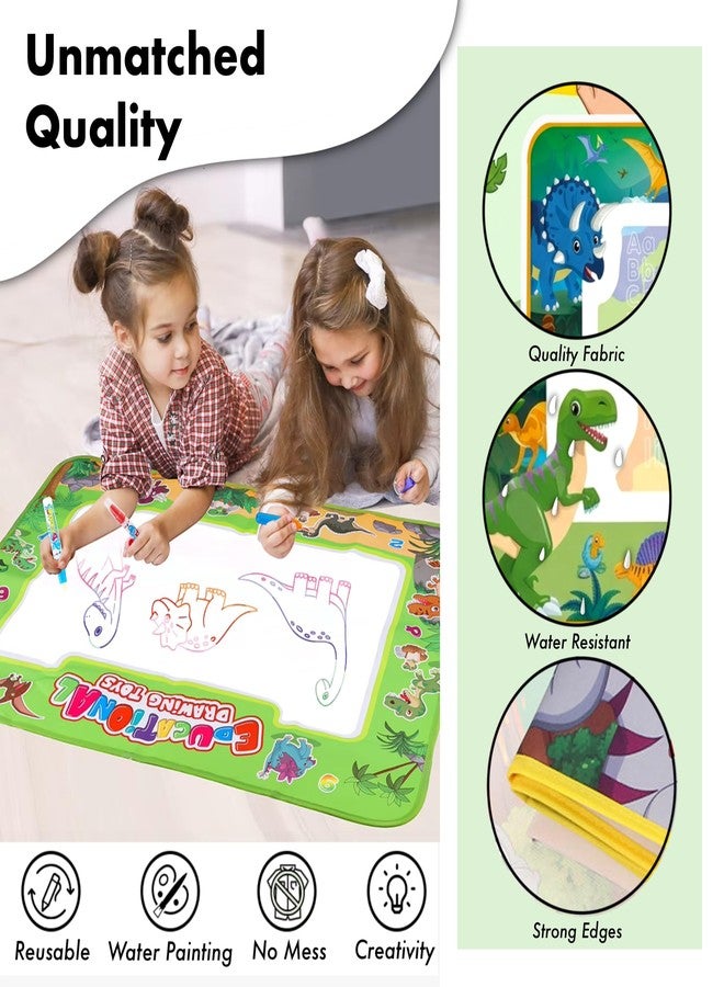 SNAPTRON 80 X 60cm Reusable Magic Water Dinosaur Drawing Mat| Big Doodle Mat for Kids| Drawing Mat, Water Doodle for Kids with 3 Magic Pen, Doodle Books & 6 Stencils| Gifts for Girls Boys Age 2 to 7 - Image 4