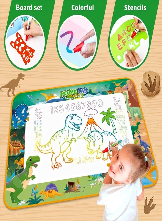SNAPTRON 80 X 60cm Reusable Magic Water Dinosaur Drawing Mat| Big Doodle Mat for Kids| Drawing Mat, Water Doodle for Kids with 3 Magic Pen, Doodle Books & 6 Stencils| Gifts for Girls Boys Age 2 to 7 - Image 2