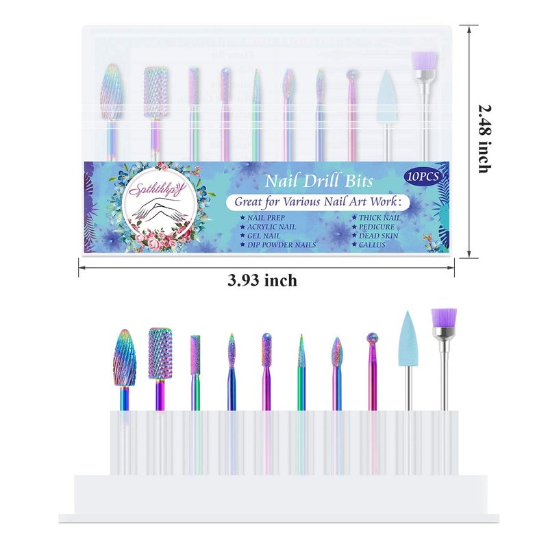 Kreni Nail Drill Bits 10Pcs Set Made of Tungsten Carbide Professional Remove Gel Acrylic Cuticle Nail File Bit Tools for Manicure Pedicure Home Salon Use Great Gift for Women Girls - Image 5