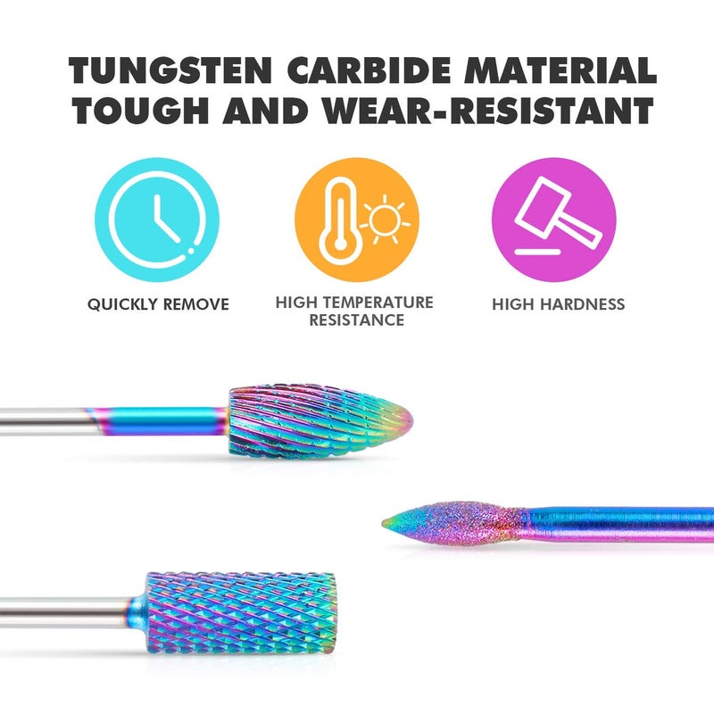 Kreni Nail Drill Bits 10Pcs Set Made of Tungsten Carbide Professional Remove Gel Acrylic Cuticle Nail File Bit Tools for Manicure Pedicure Home Salon Use Great Gift for Women Girls - Image 4
