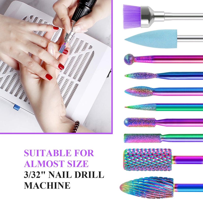 Kreni Nail Drill Bits 10Pcs Set Made of Tungsten Carbide Professional Remove Gel Acrylic Cuticle Nail File Bit Tools for Manicure Pedicure Home Salon Use Great Gift for Women Girls - Image 2