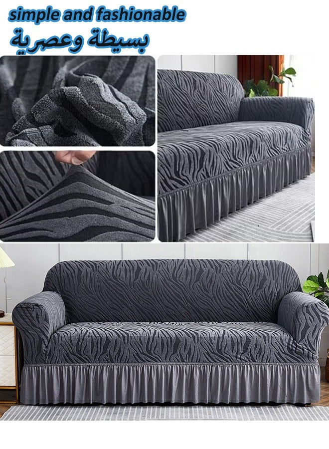 Sofa Slipcover, Stretchable Full Cover Dustproof Sofa Towel Couch Slipcover, machine washable couch cover,Stretchable Full Cover Dustproof Sofa Towel Couch Slipcover, Four Seasons Universal Sofa Cover for Dogs Cats Pets Kids Beige（grey,single） - Image 3