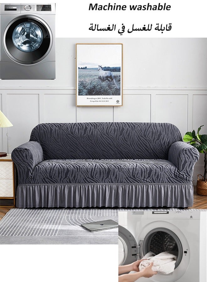 Sofa Slipcover, Stretchable Full Cover Dustproof Sofa Towel Couch Slipcover, machine washable couch cover,Stretchable Full Cover Dustproof Sofa Towel Couch Slipcover, Four Seasons Universal Sofa Cover for Dogs Cats Pets Kids Beige（grey,single） - Image 4