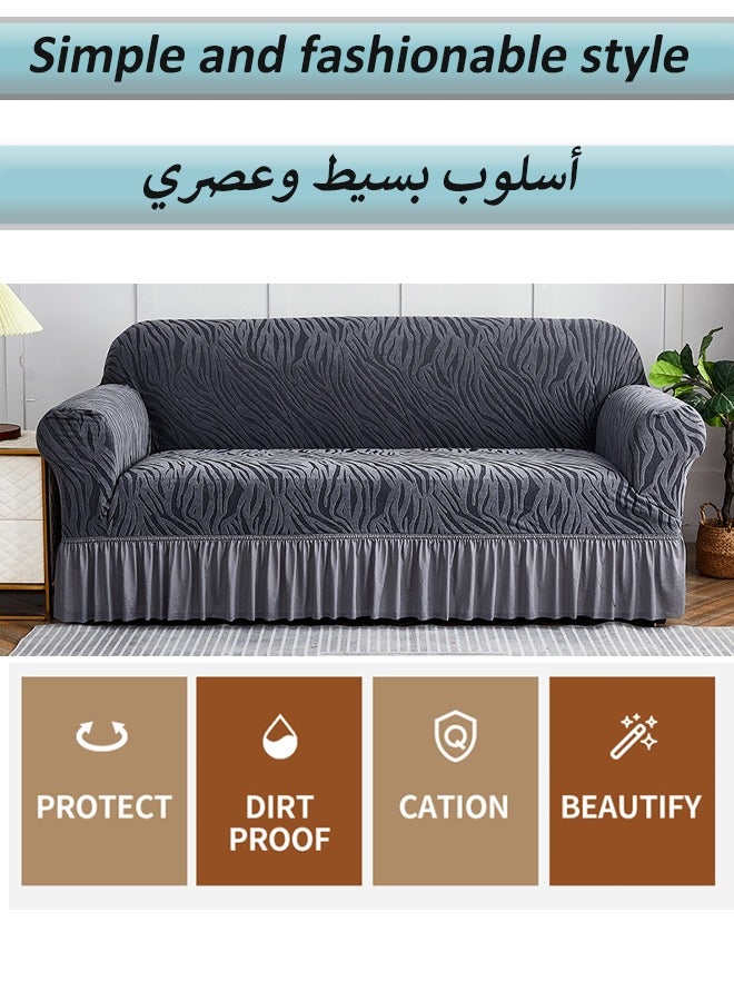 Sofa Slipcover, Stretchable Full Cover Dustproof Sofa Towel Couch Slipcover, machine washable couch cover,Stretchable Full Cover Dustproof Sofa Towel Couch Slipcover, Four Seasons Universal Sofa Cover for Dogs Cats Pets Kids Beige（grey,single） - Image 5