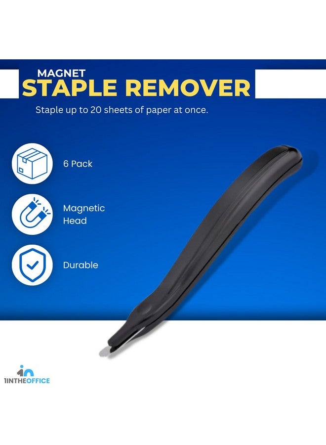 1InTheOffice Staple Remover Tool, Staple Puller, Staple Remover Stick, Magnetic, Black, 6 Pack - Image 2