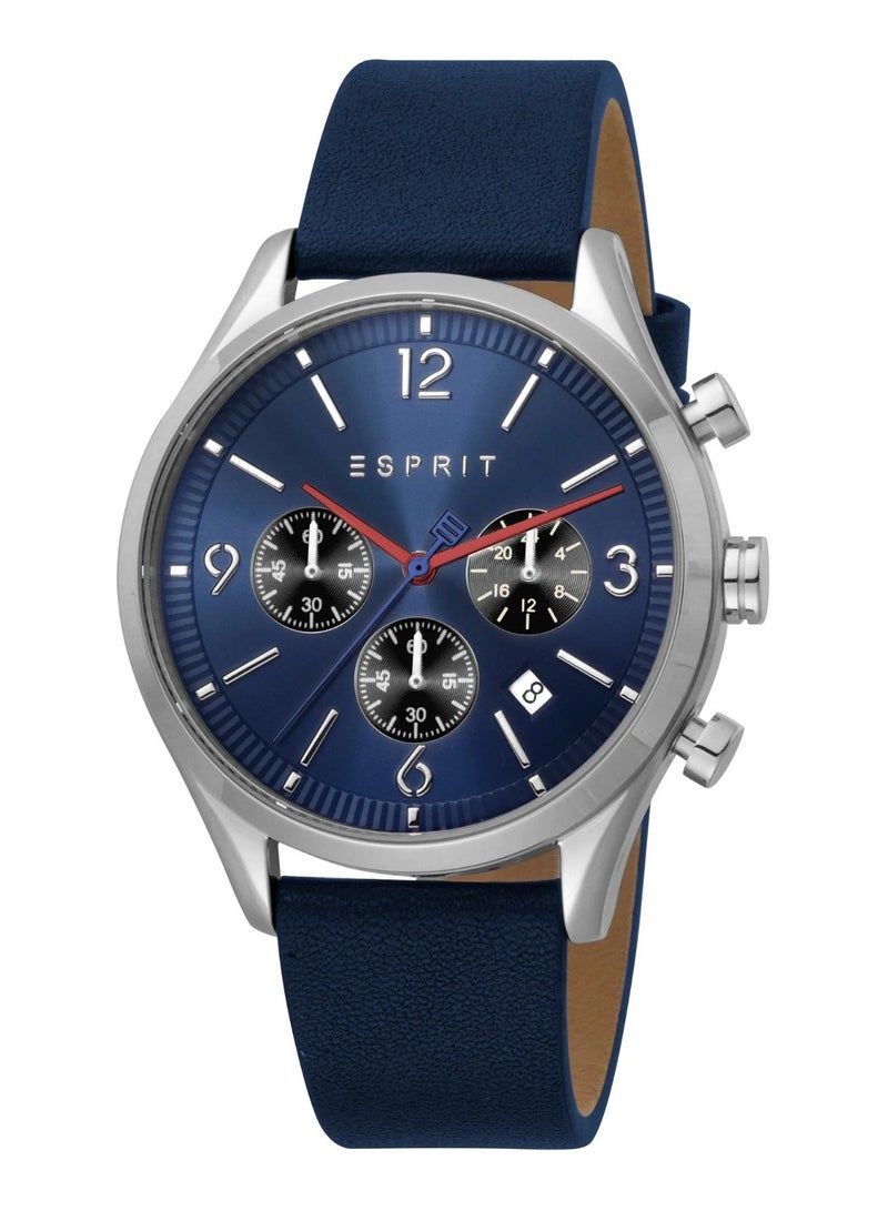 Esprit Stainless Steel Chronograph Men's Watch With Blue Leather Band ES1G210L0025 - Image 1