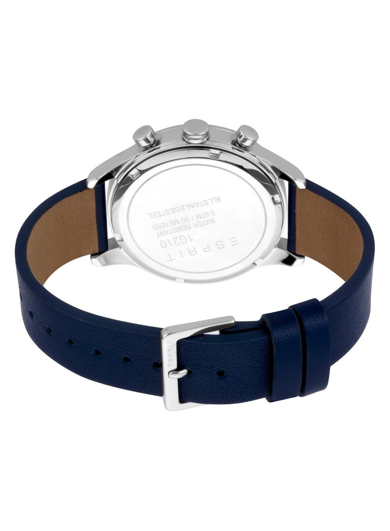 Esprit Stainless Steel Chronograph Men's Watch With Blue Leather Band ES1G210L0025 - Image 3
