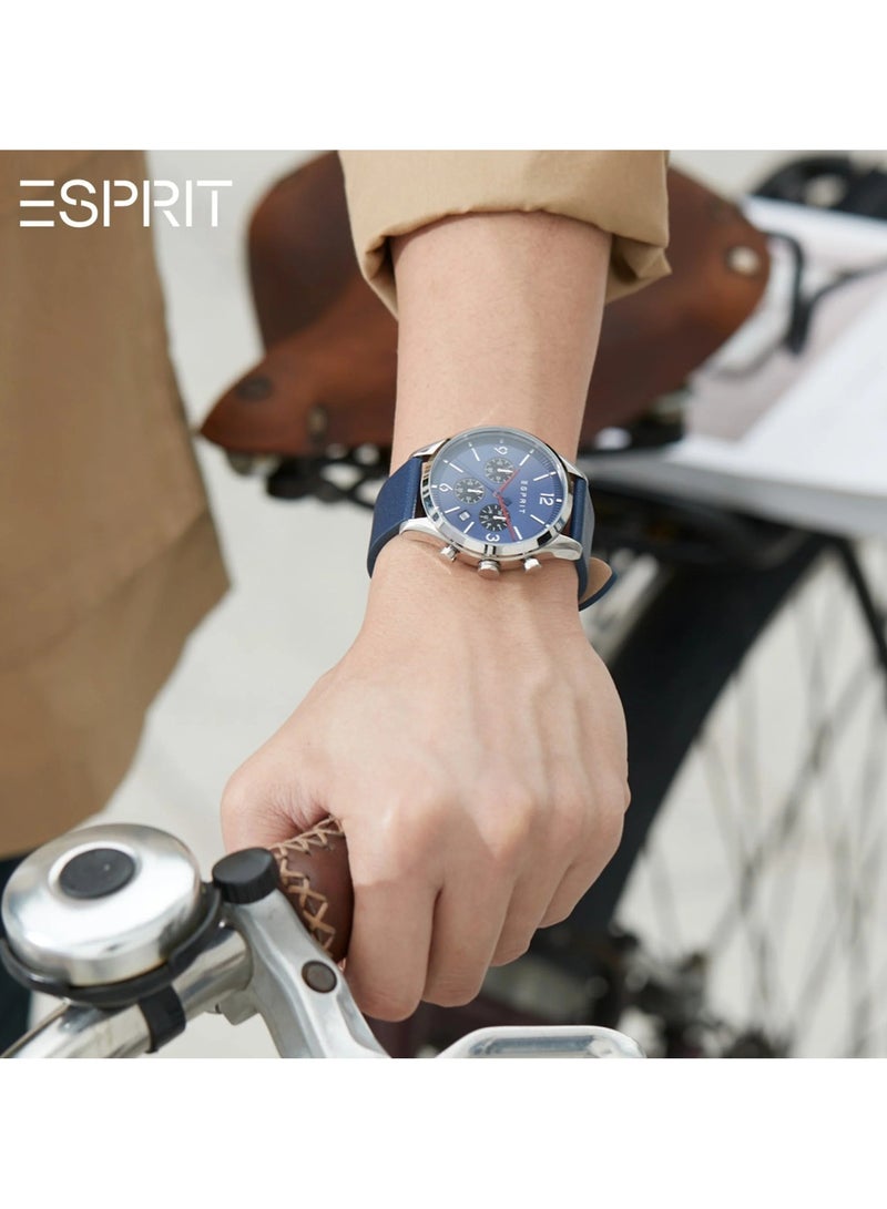 Esprit Stainless Steel Chronograph Men's Watch With Blue Leather Band ES1G210L0025 - Image 4