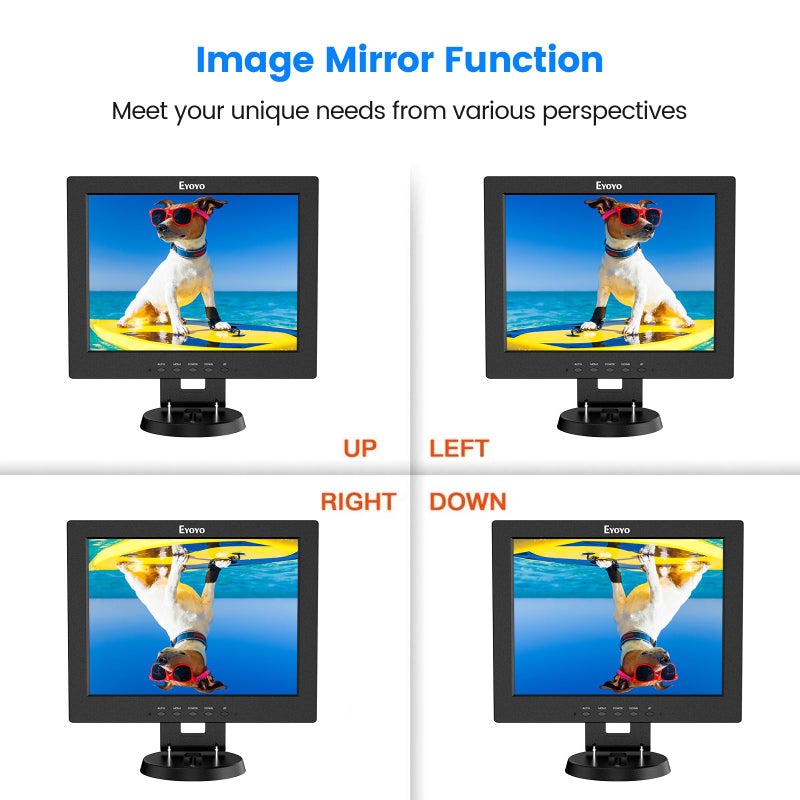 EYOYO شاشة إييو 12 بوصة HDMI مع مدخل BNC VGA AV HDMI 800x600 شاشة ملونة HD محمولة 4:3 TFT LCD مع مكبر صوت مدمج - Image 2