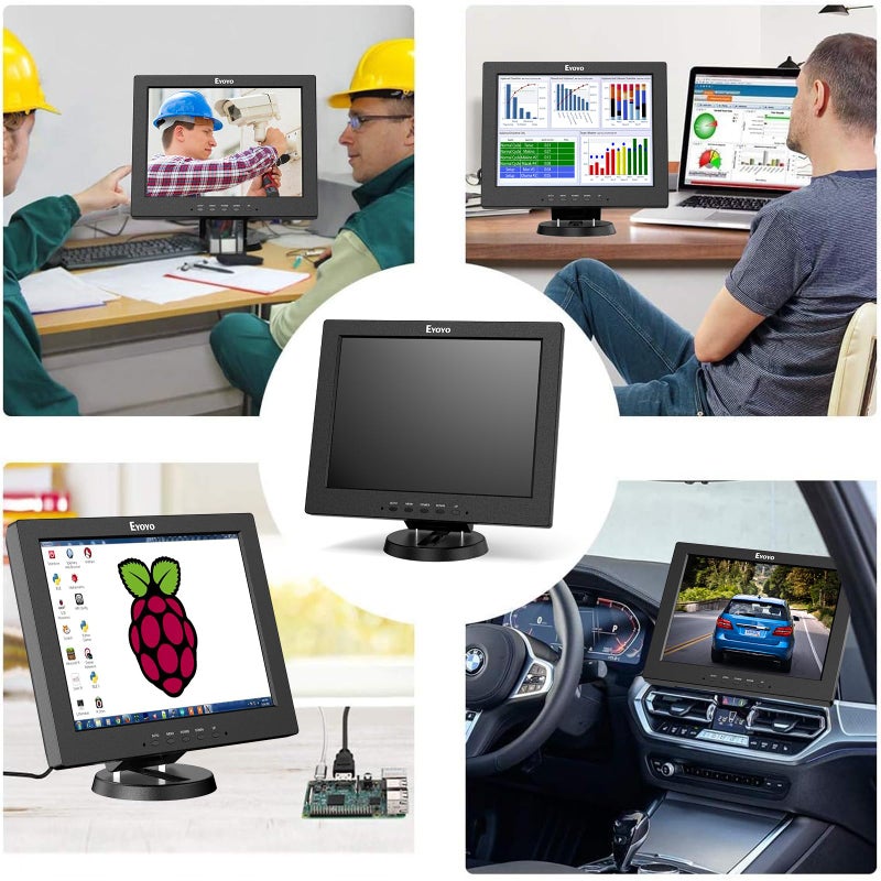 EYOYO شاشة إييو 12 بوصة HDMI مع مدخل BNC VGA AV HDMI 800x600 شاشة ملونة HD محمولة 4:3 TFT LCD مع مكبر صوت مدمج - Image 5