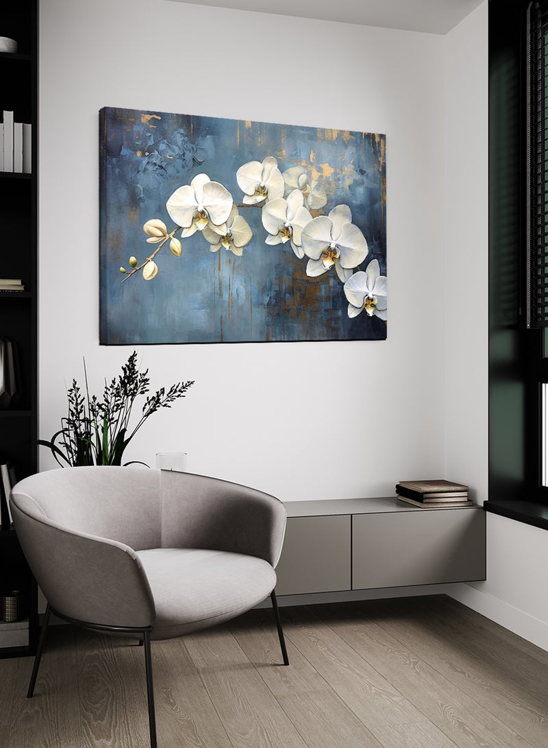 لوحة كانفاس على إطار خشبي بتصميم نمط فني حديث من الزهور - Image 1