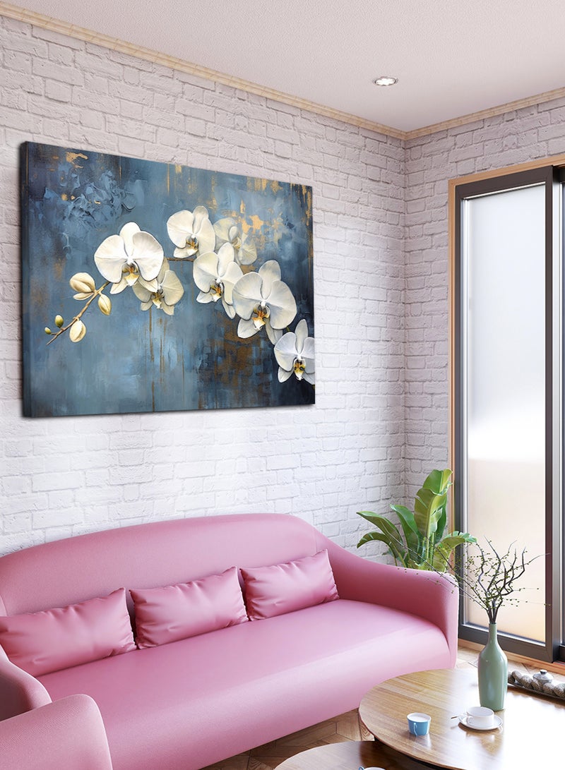 لوحة كانفاس على إطار خشبي بتصميم نمط فني حديث من الزهور - Image 3