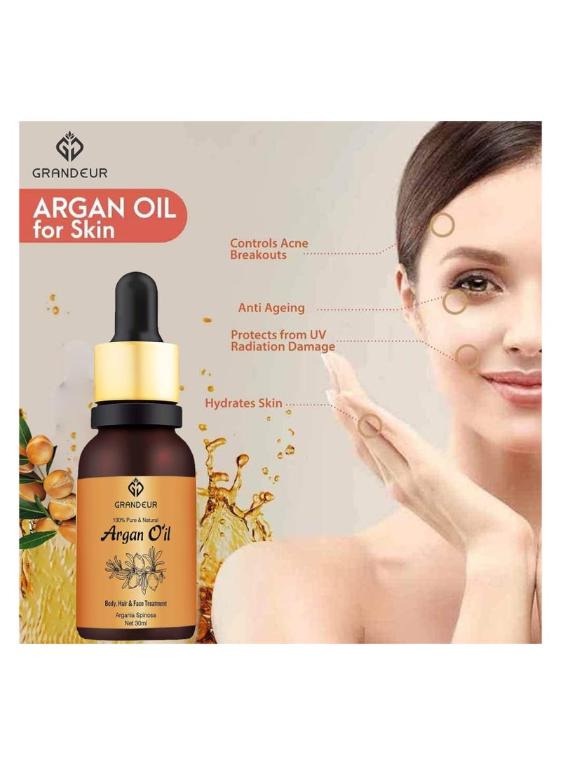 Grandeur 100% Pure And Natural Moroccan Argan Oil 30ml for Dry and Coarse Hair and Skin care 30mL Hair Fall Control Hair Growth - Image 5