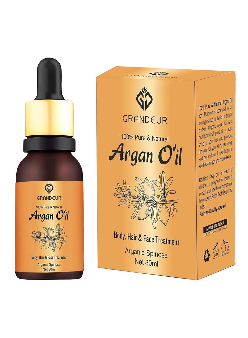 Grandeur 100% Pure And Natural Moroccan Argan Oil 30ml for Dry and Coarse Hair and Skin care 30mL Hair Fall Control Hair Growth - Image 1