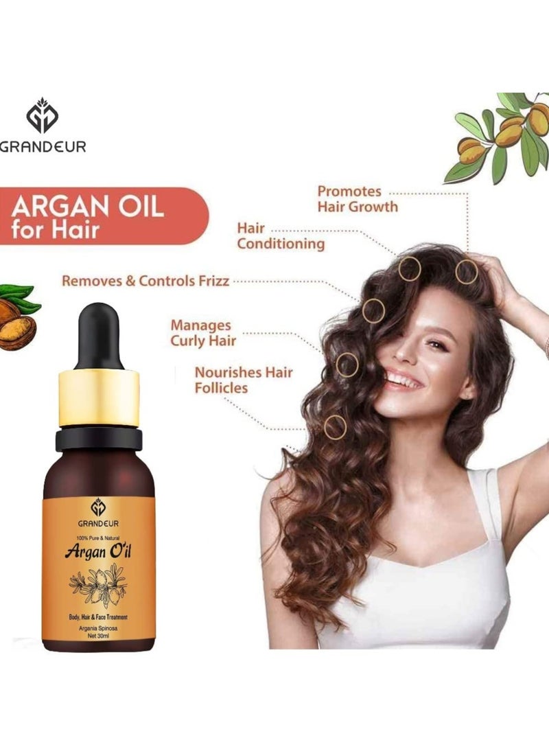 Grandeur 100% Pure And Natural Moroccan Argan Oil 30ml for Dry and Coarse Hair and Skin care 30mL Hair Fall Control Hair Growth - Image 4