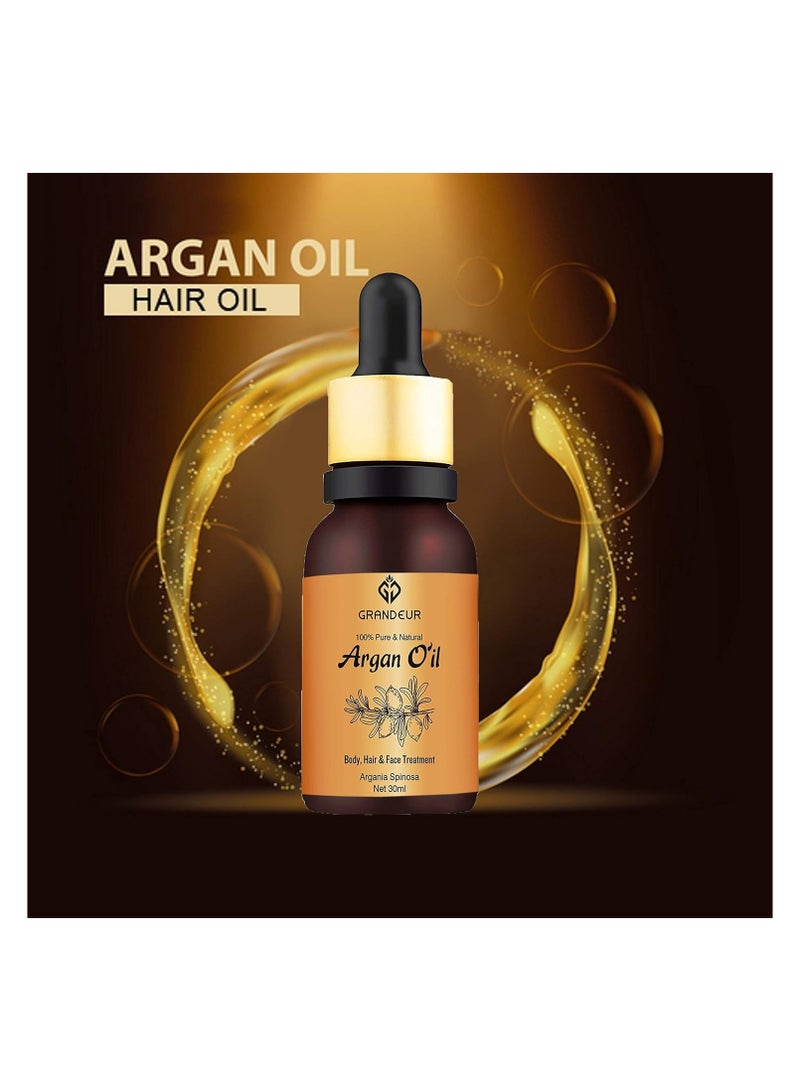 Grandeur 100% Pure And Natural Moroccan Argan Oil 30ml for Dry and Coarse Hair and Skin care 30mL Hair Fall Control Hair Growth - Image 2