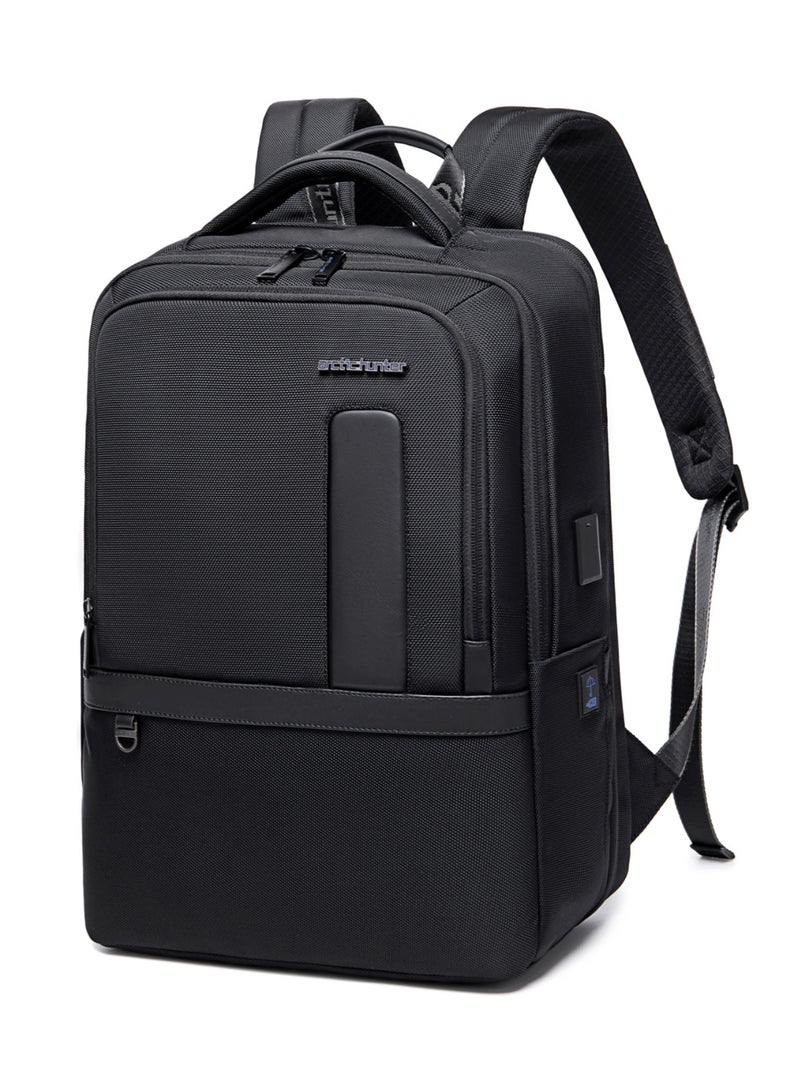 أركتيك هانتر حقيبة ظهر Arctic Hunter Business للرجال، حقيبة ظهر متينة بسعة 27 لترًا لأجهزة الكمبيوتر المحمولة حتى 16 بوصة، مصنوعة من البوليستر 1680D، مقاومة للماء، مزودة بمنفذ USB وType-C، حقيبة ظهر مبطنة للسفر في المكتب - Image 1