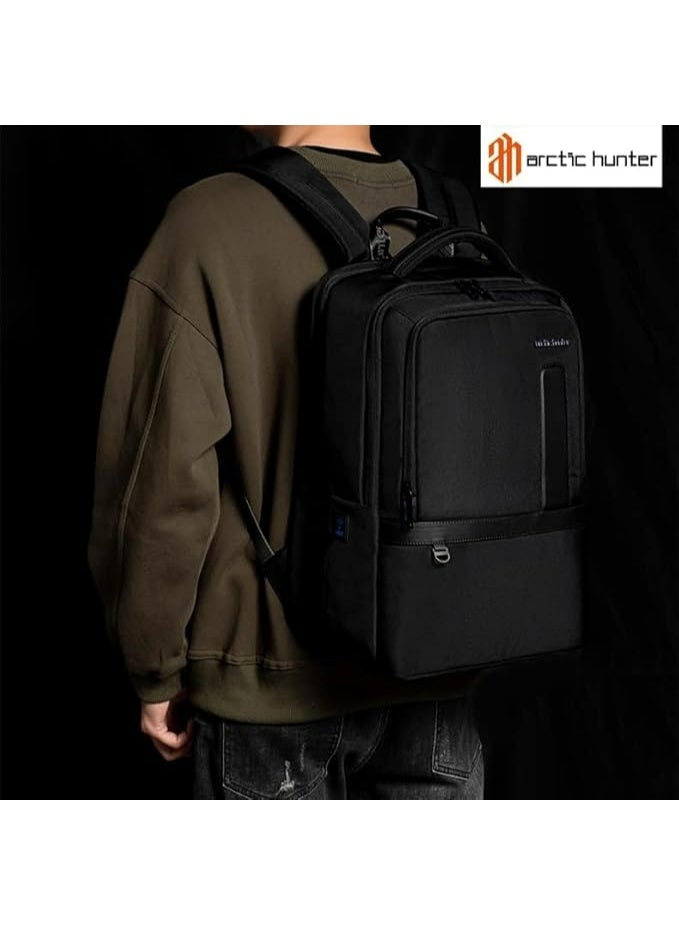 أركتيك هانتر حقيبة ظهر Arctic Hunter Business للرجال، حقيبة ظهر متينة بسعة 27 لترًا لأجهزة الكمبيوتر المحمولة حتى 16 بوصة، مصنوعة من البوليستر 1680D، مقاومة للماء، مزودة بمنفذ USB وType-C، حقيبة ظهر مبطنة للسفر في المكتب - Image 5