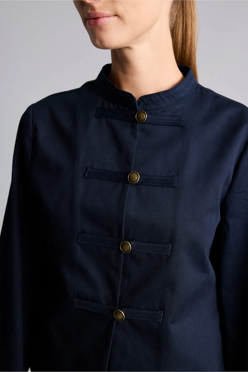 Defacto  Regular Fit Stripe Detail Buttoned Napoleon Jacket for Women | Best Price UAE