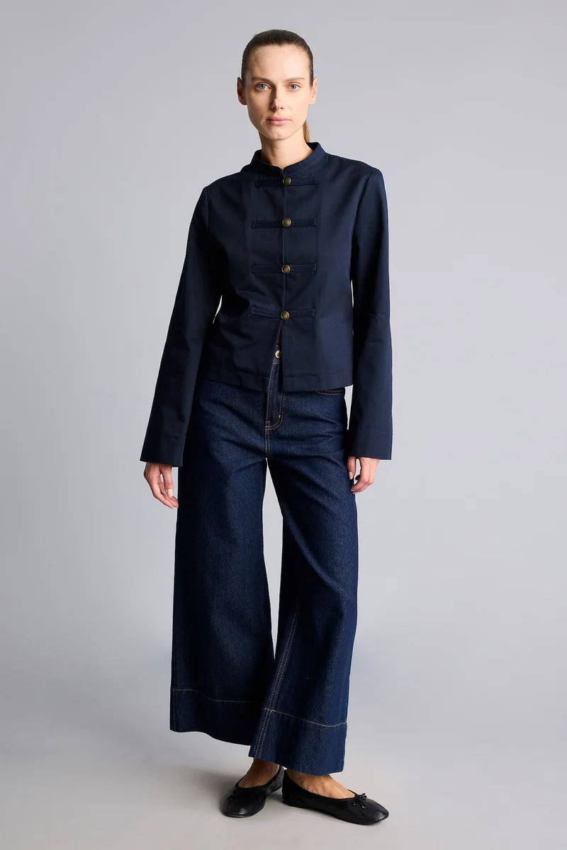 Defacto  Regular Fit Stripe Detail Buttoned Napoleon Jacket for Women | Best Price UAE