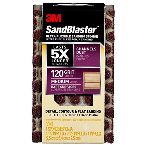 3M Sandblaster DUST Channeling Sanding Sponge, 20908-120-UFS,120grit, 4 1/2 in x 2 1/2 x 1 in, 1/pk - Image 3