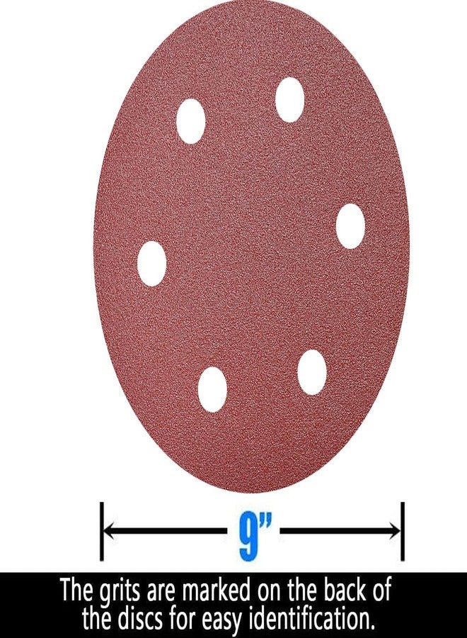 SACKORANGE 30 PCS 9 Inch 6 Hole 60 Grit Drywall Sanding Discs - 9” Hook & Loop Aluminum Oxide Sander Disc Grinding Abrasive Sandpaper for Drywall Sander Wood Furniture Finishing - Image 2