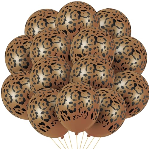 Gejoy 36 Pcs Cheetah Balloons Leopard Print Balloons 12 Inch Spots Latex Leopard Jungle Animal Decorations for Cheetah Zoo Theme Birthday Party Supplies Dark Brown - Image 1