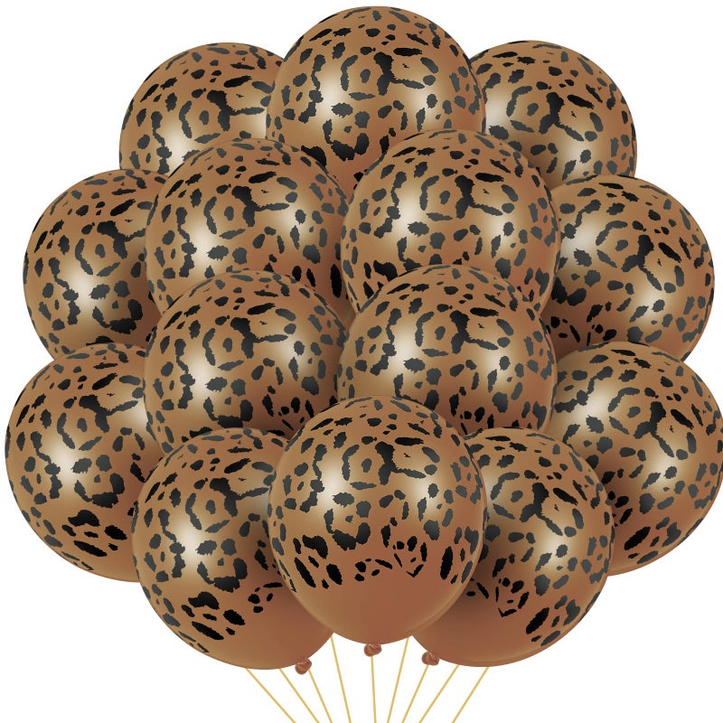 Gejoy 36 Pcs Cheetah Balloons Leopard Print Balloons 12 Inch Spots Latex Leopard Jungle Animal Decorations for Cheetah Zoo Theme Birthday Party Supplies Dark Brown - Image 3