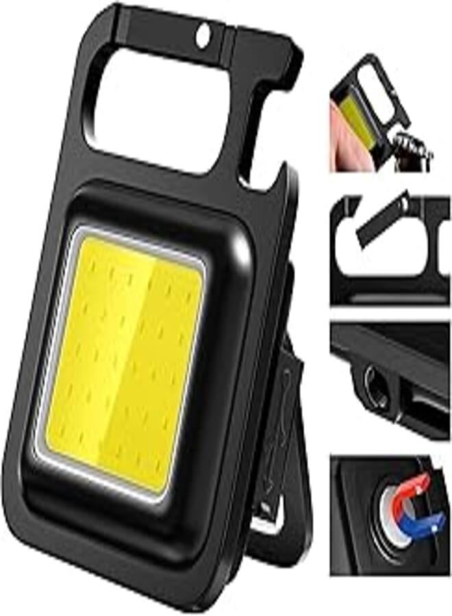 Flashlight Mini Camping Keychain Light with Bottle Opener Keychain with 4 Modes Waterproof Rechargeable Battery 500mAh -Multifunctional