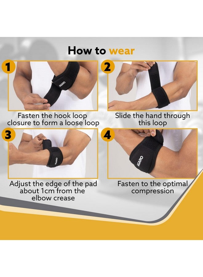AGARO Tennis Elbow Support, For Pain Relief, Adjustable with Compression Pad, Elbow Support Strap for Gym, Ideal for Men & Women, Weightlifting, Volleyball & Other Sports, Universal Size, Black - Image 4