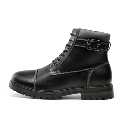 Bruno Marc Men's Motorcycle Combat Boots Warm Zipper Biker Riding Oxford Boot,Size 10.5,Classic Black,ENGLE-05 - Image 4