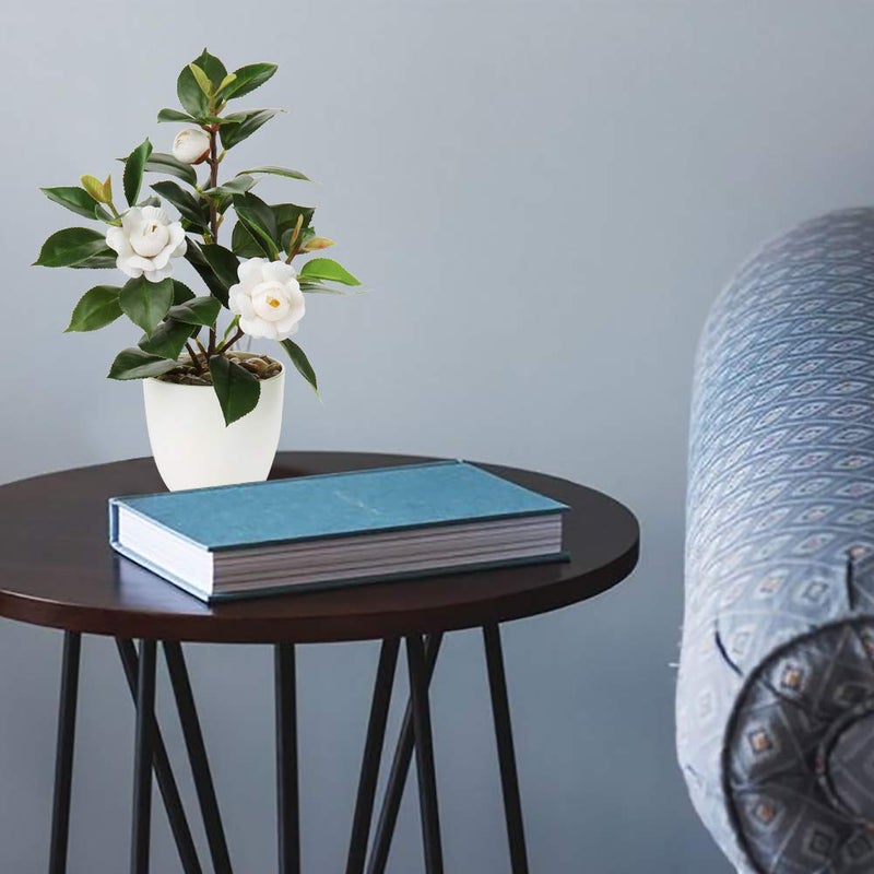 Briful Artificial Plants Mini Camellia Potted Fake Plants Small Faux Plastic Plants Desk Plant Artificial Flowers with Vase for Home Office Desk Kitchen Garden Indoor Decor - Image 3