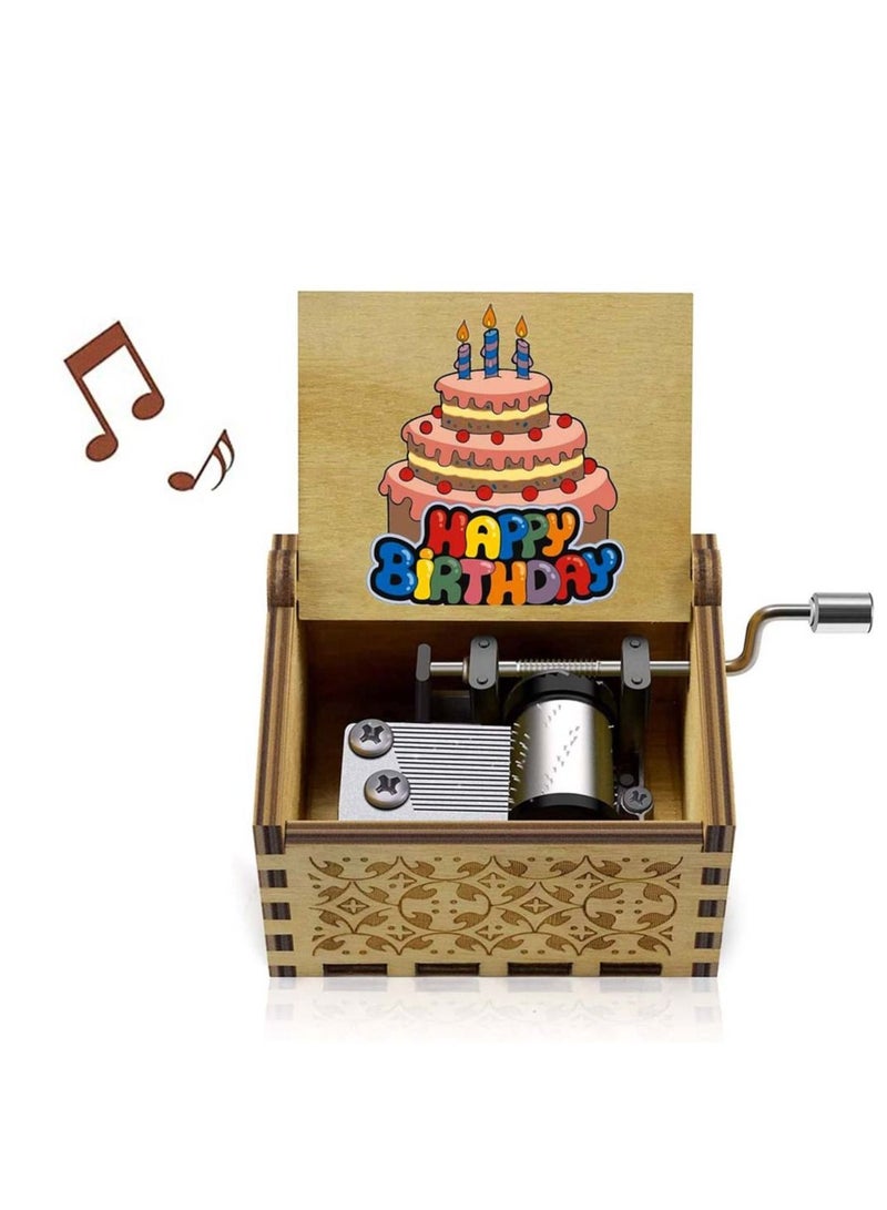 SYOSI Happy Birthday Wooden Mini Colorful Music Box Hand Crank Wood Vintage Classic Musical Hand-Operated Gifts for Mom Dad Daughter Son Boys Girls Friends - Image 1