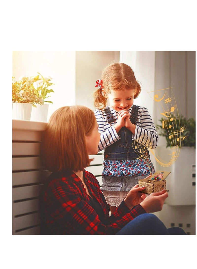 SYOSI Happy Birthday Wooden Mini Colorful Music Box Hand Crank Wood Vintage Classic Musical Hand-Operated Gifts for Mom Dad Daughter Son Boys Girls Friends - Image 2