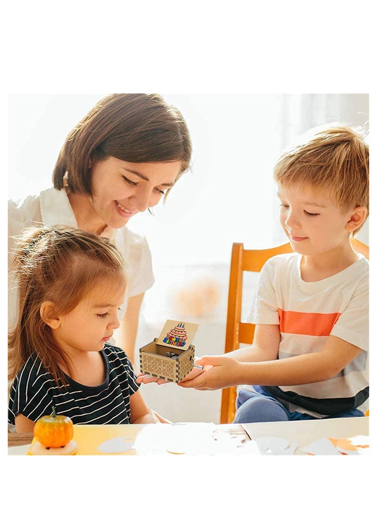 SYOSI Happy Birthday Wooden Mini Colorful Music Box Hand Crank Wood Vintage Classic Musical Hand-Operated Gifts for Mom Dad Daughter Son Boys Girls Friends - Image 3