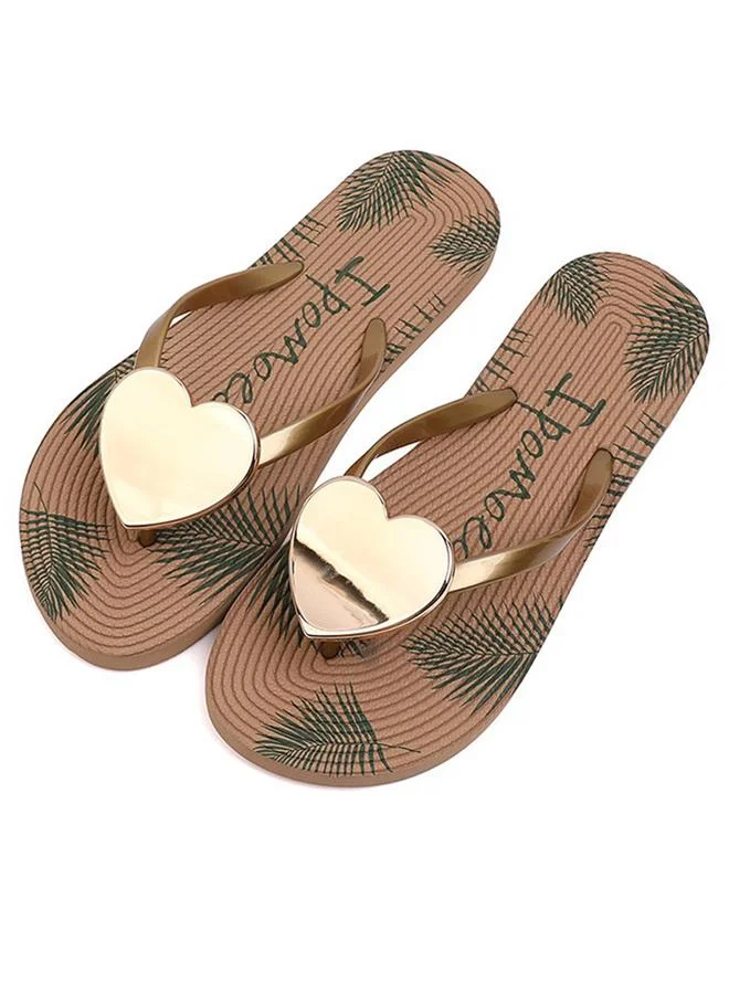 Take Two Multi-Color Graphic Print Hear Charm Flip-Flops