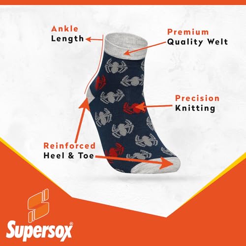 Supersox Disney Spiderman Ankle Length Socks Collection for Men (Pack of 5) - Image 3
